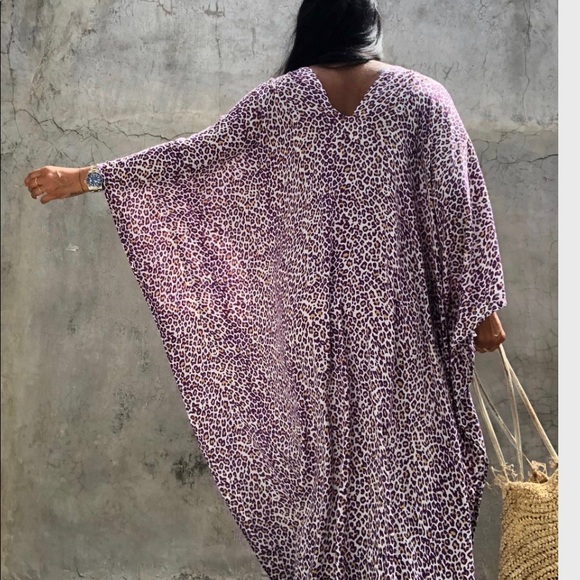 Handmade Kaftan one size fits most purple leopard - Picture 3 of 5